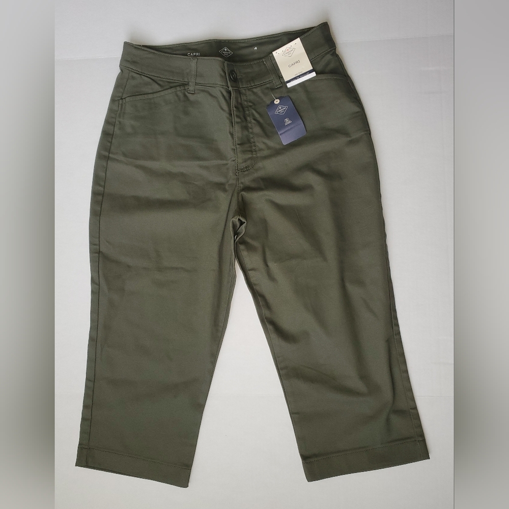 St. John's Bay Womens Secretly Slender Mid-Rise Capri Pants Sz 4 Oregano - Picture 3 of 5